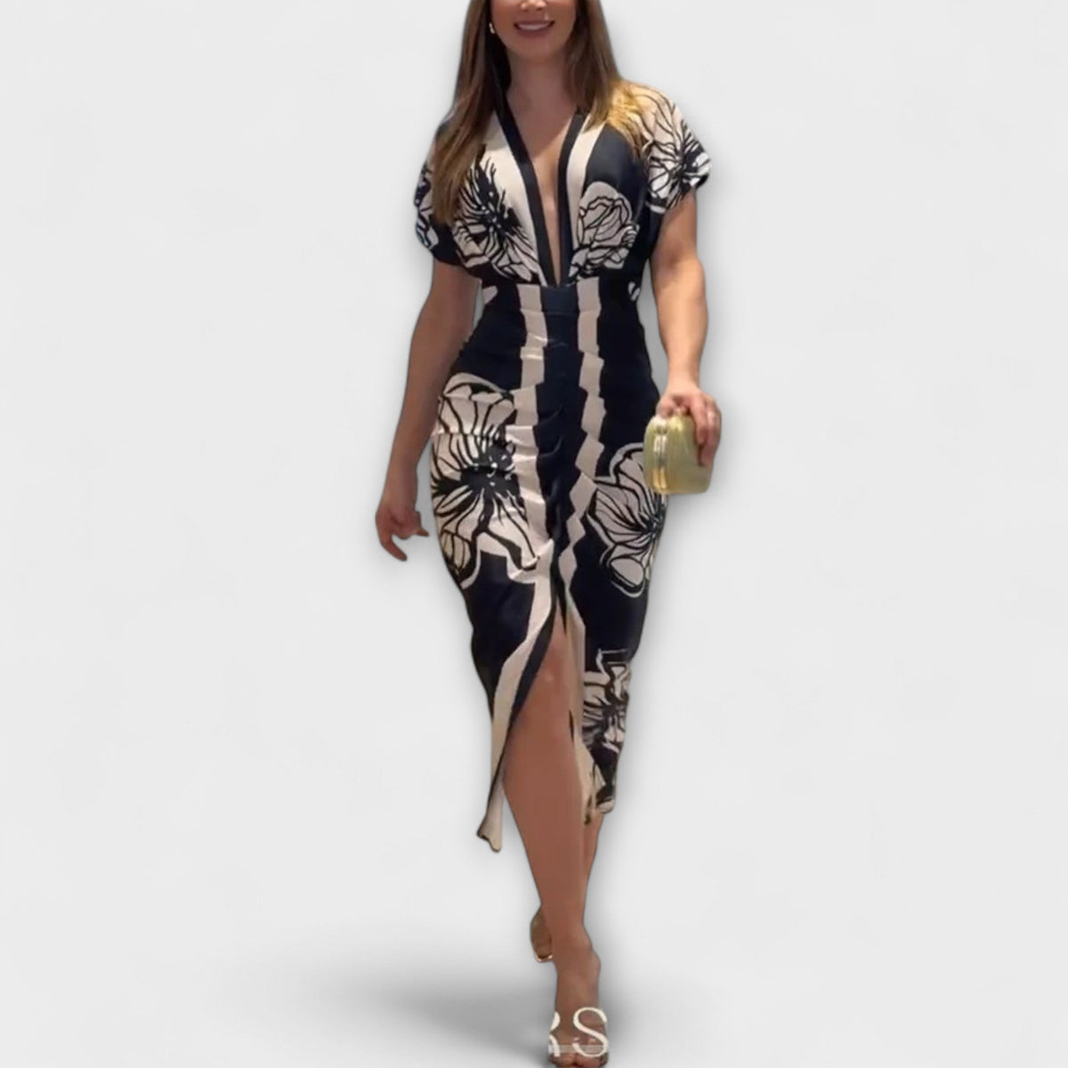 Cleo - Vestidos midi únicos con mangas dolman y motivo brasileño