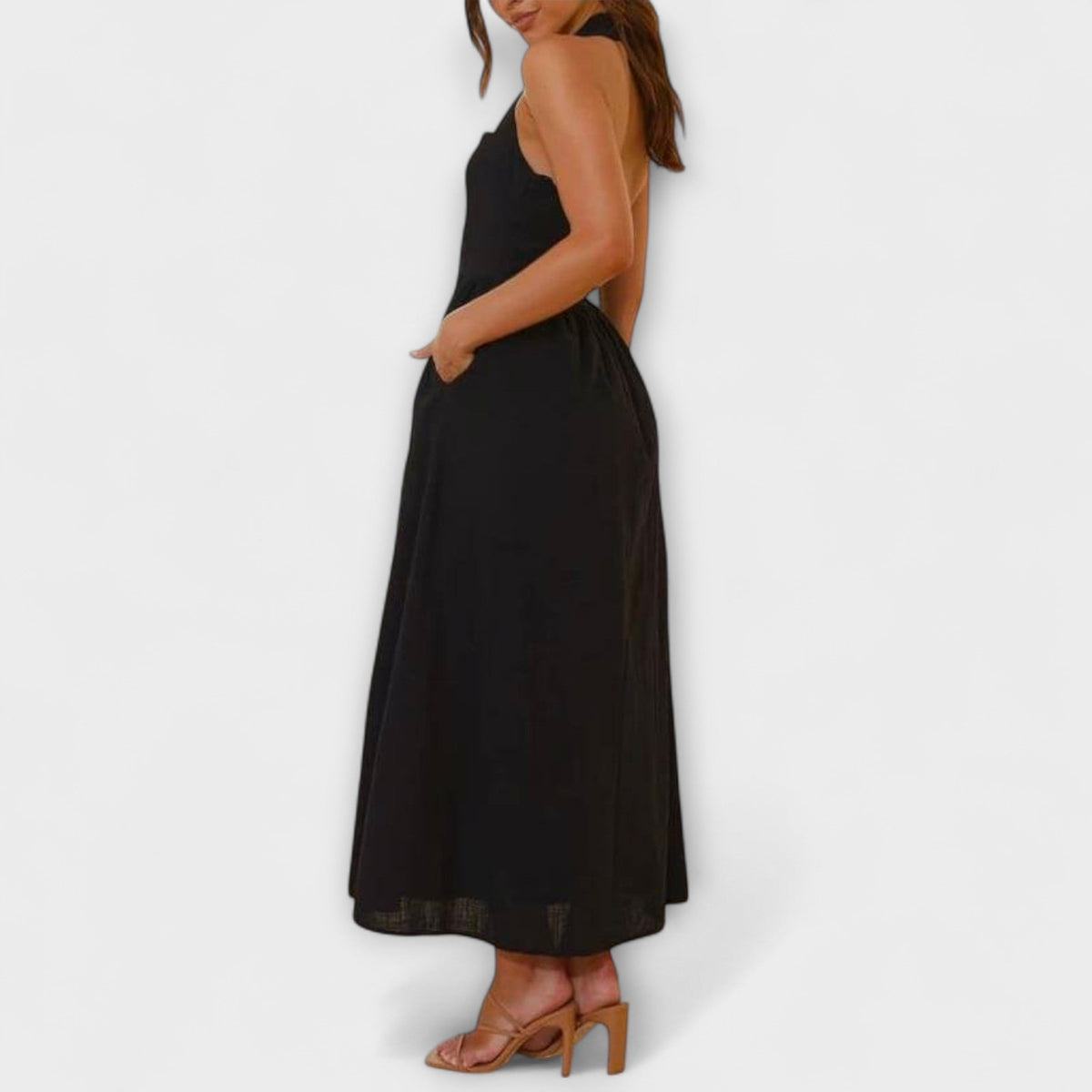 Lydia - Vestido halter de longitud media con detalle en la cintura