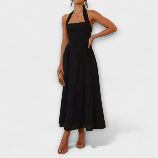 Lydia - Vestido halter de longitud media con detalle en la cintura