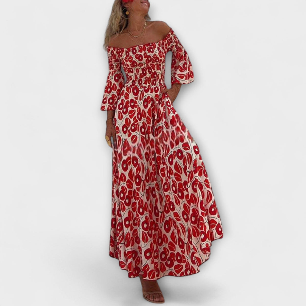 Sienna - Vestido maxi con hombros al descubierto, ideal para las vacaciones