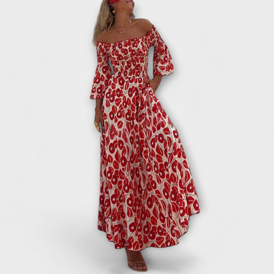 Sienna - Vestido maxi con hombros al descubierto, ideal para las vacaciones