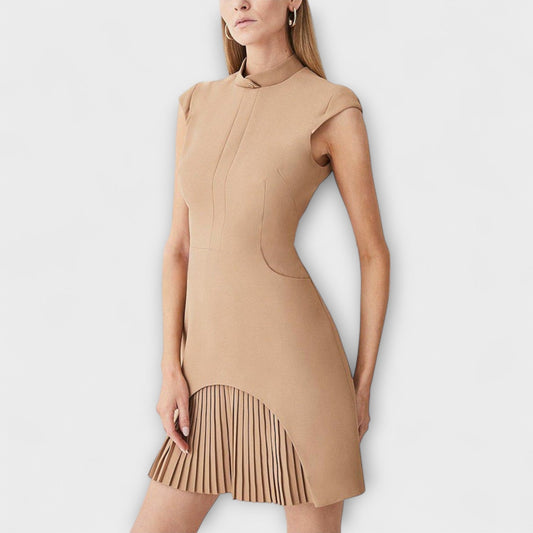 Élise - Vestido mini con patchwork inspirado en el ejército y cuello alto