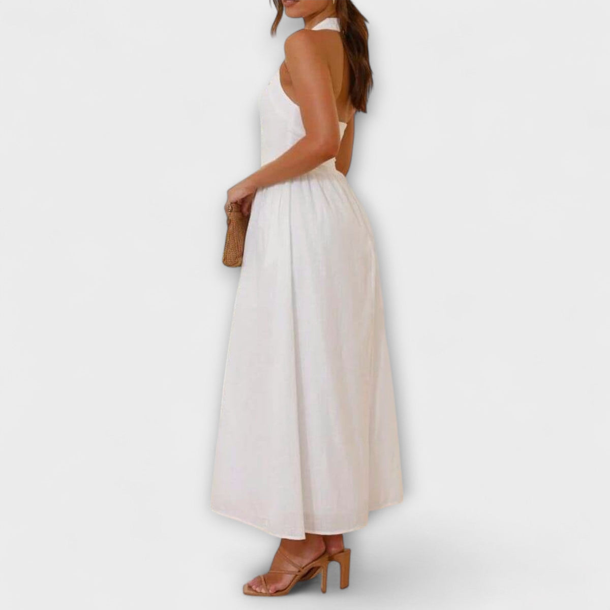 Lydia - Vestido halter de longitud media con detalle en la cintura