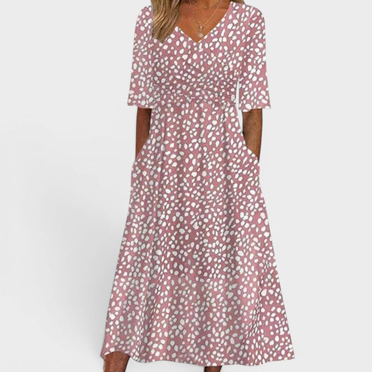 Colette™ | Vestido midi de lunares chic