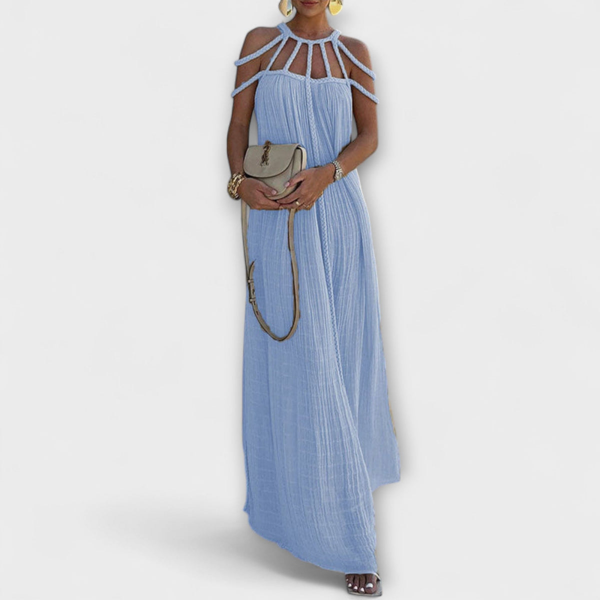 Briar - Vestido Maxi Chic en Mezcla de Lino con Tirantes Draped