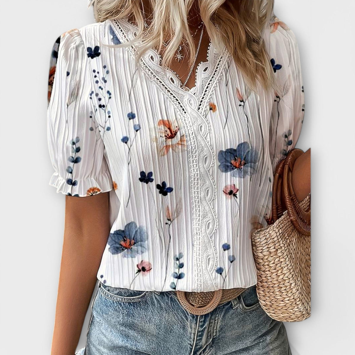 Emily - Blusa de moda con escote en V