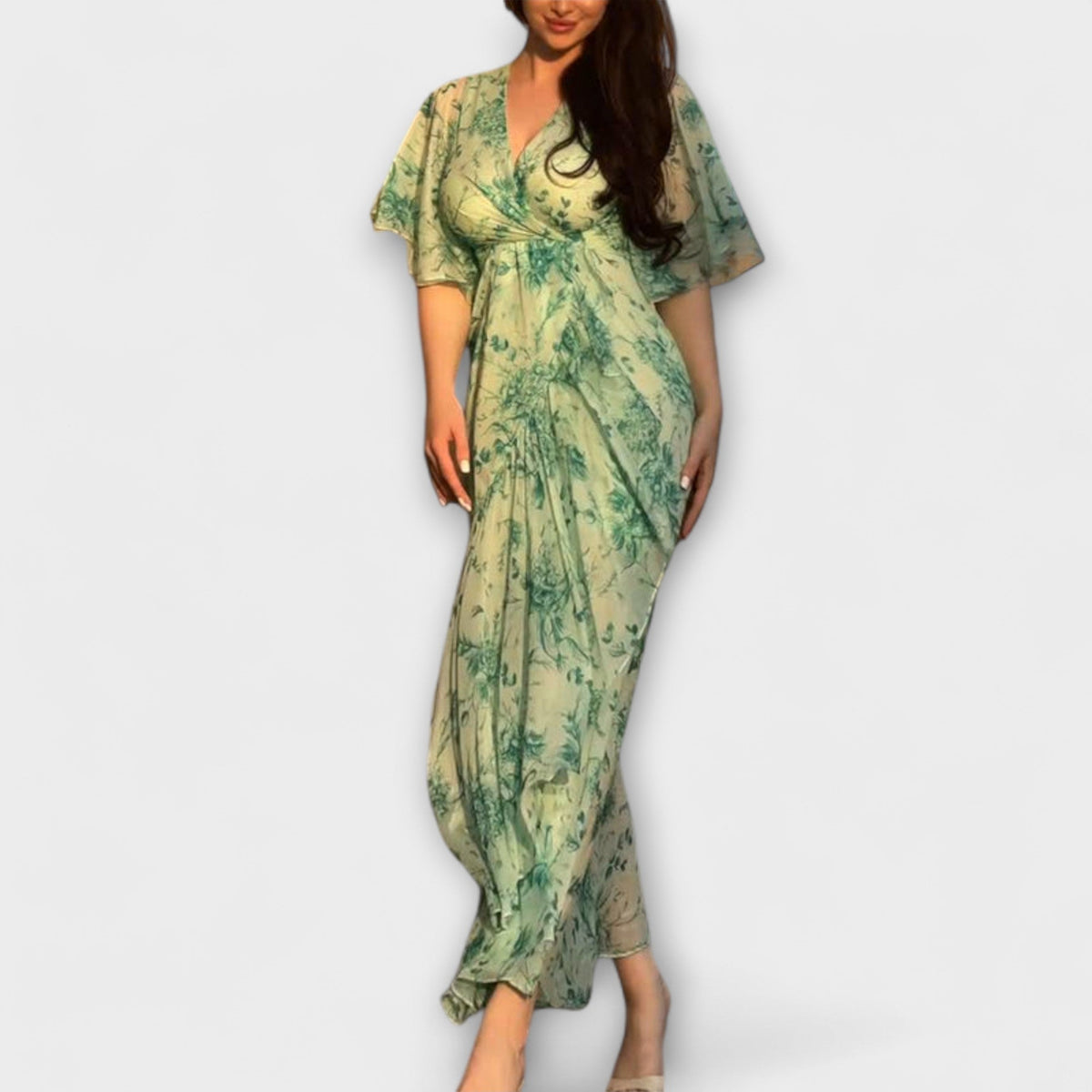 Lana - Vestidos florales elegantes con escote en V