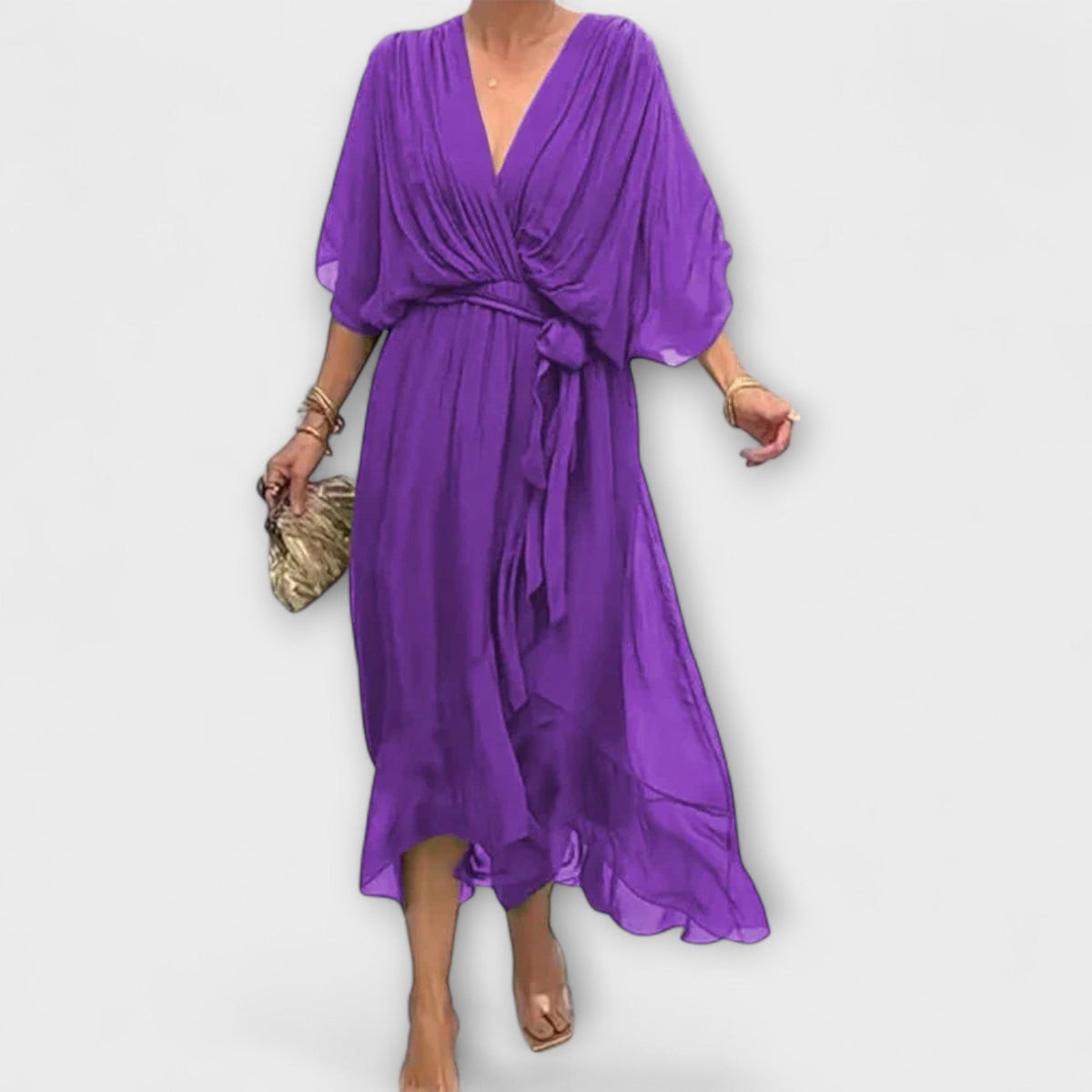 Amoura - Vestidos de chiffon con escote en V