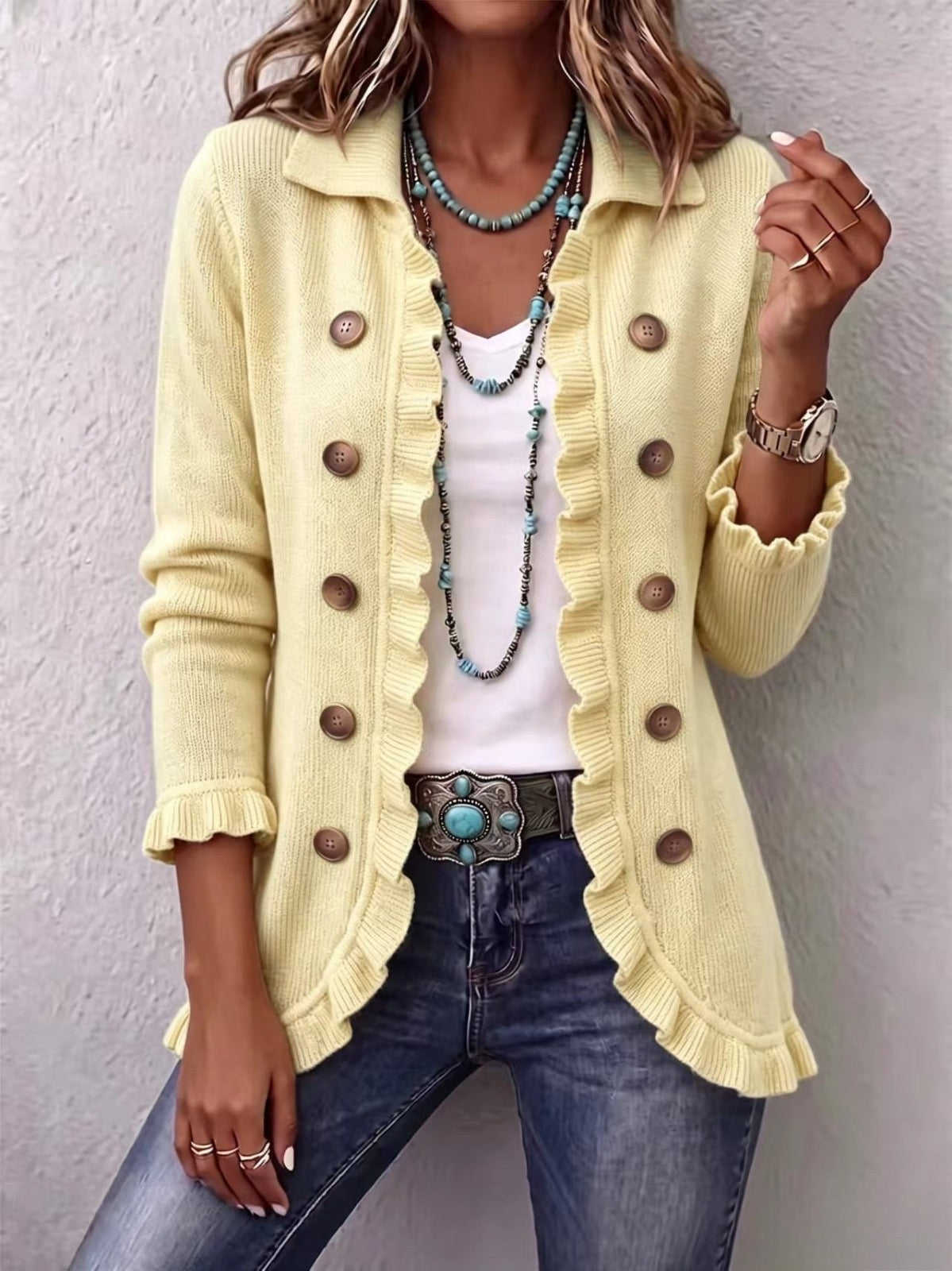 Claudia™ | Chaqueta de Punto con Volantes