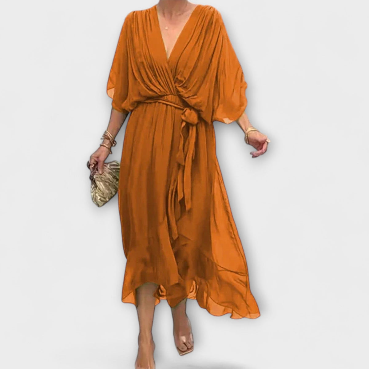 Amoura - Vestidos de chiffon con escote en V