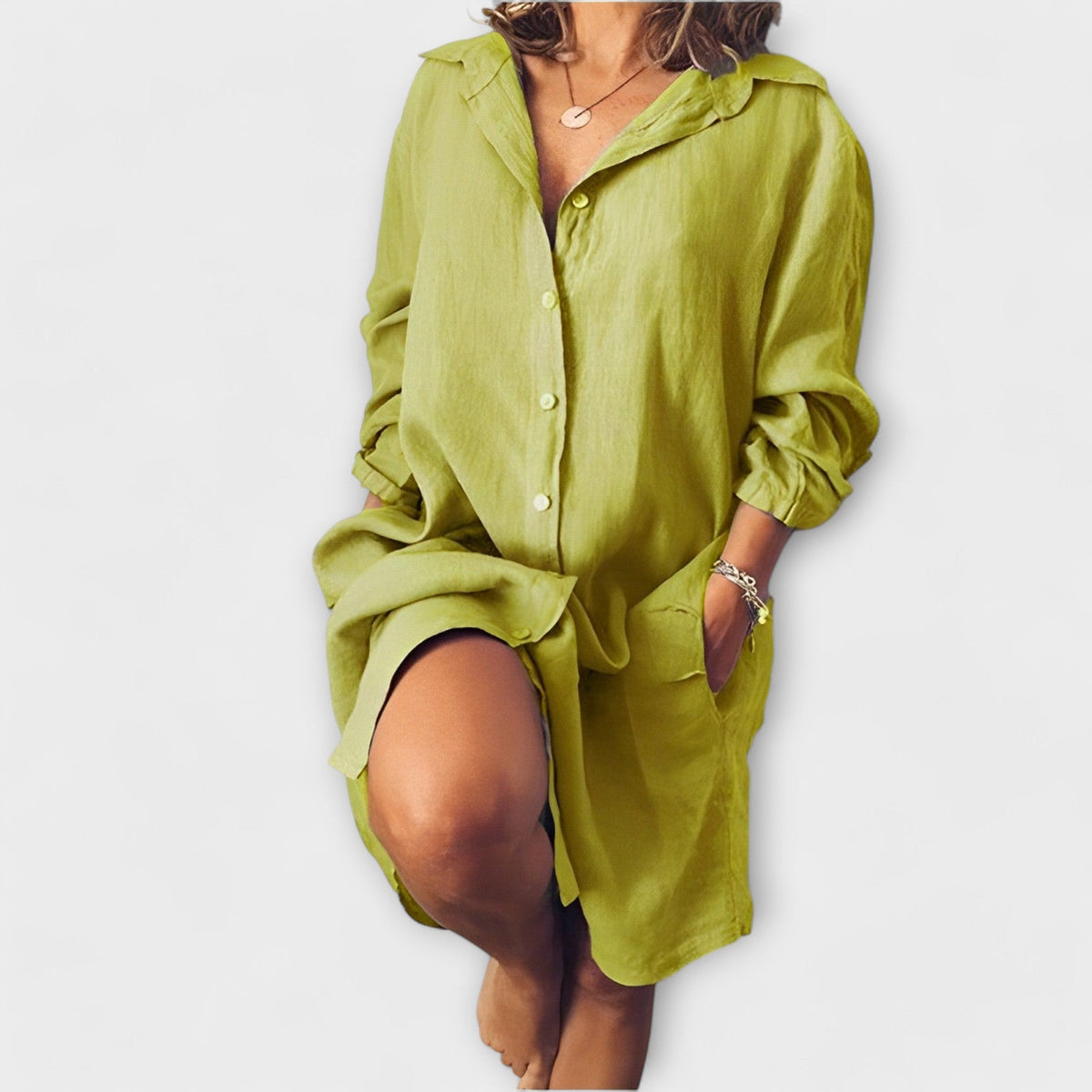 Blusa de lino ajustable para uso diario