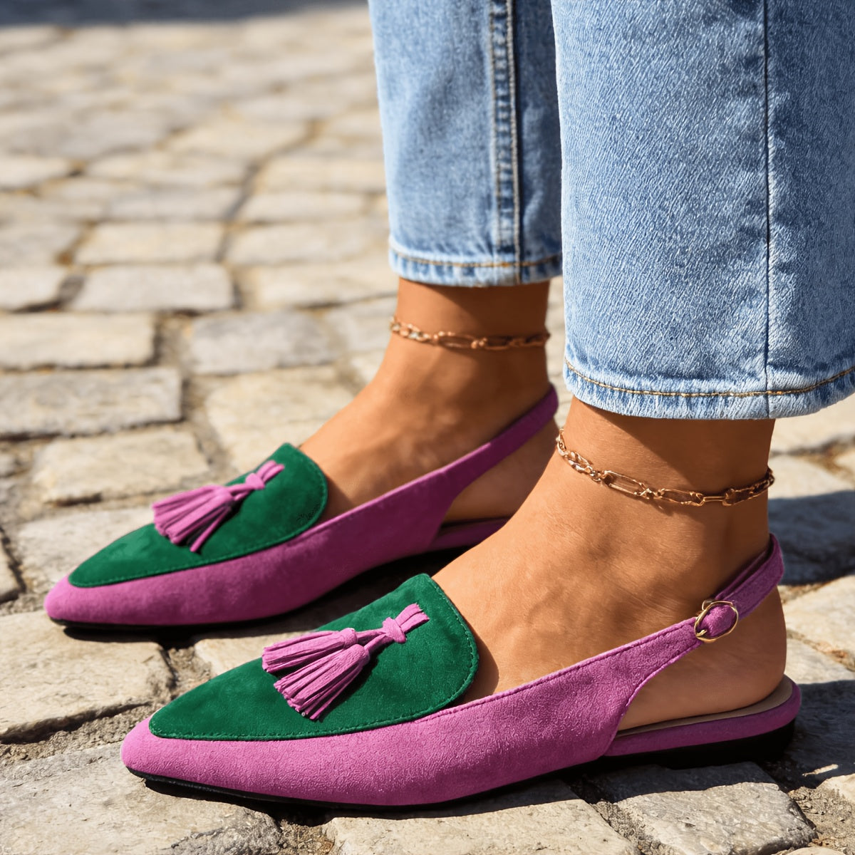 Marisa™ | Mules Slingback con Borlas