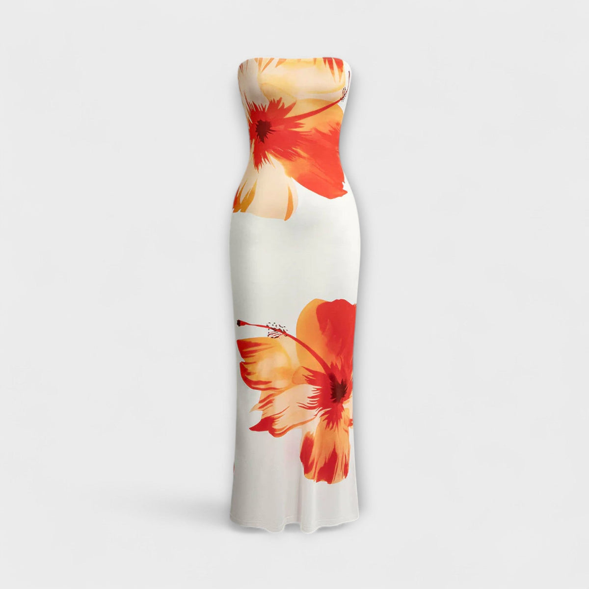 Vestido maxi sin mangas con hombro descubierto