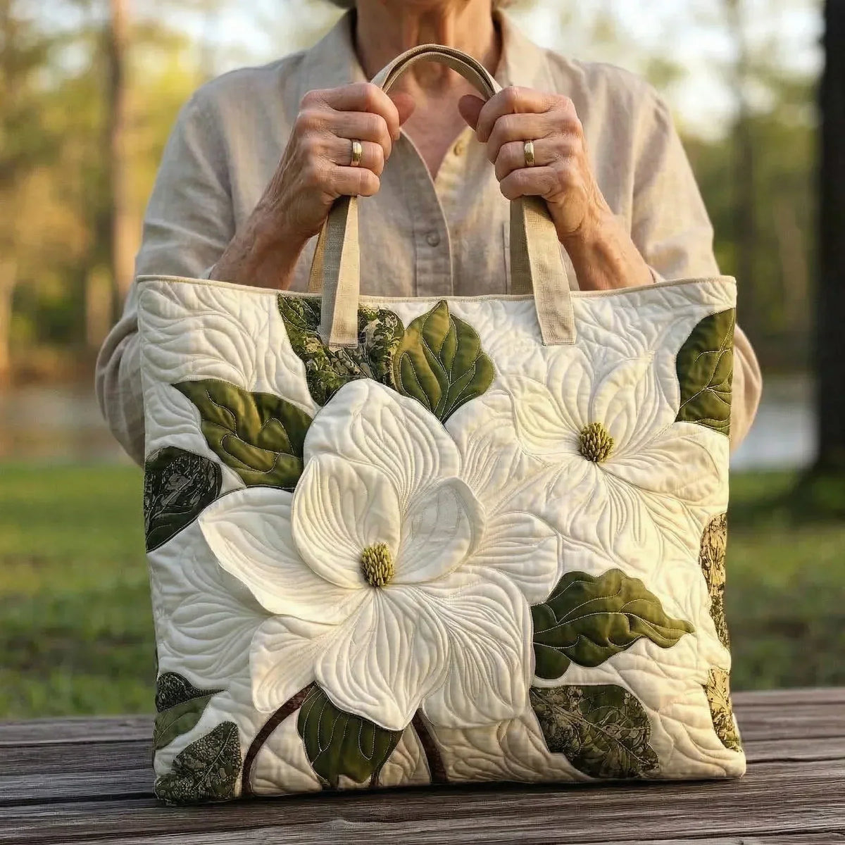 Lirios Blancos | Bolso Artesanal Acolchado