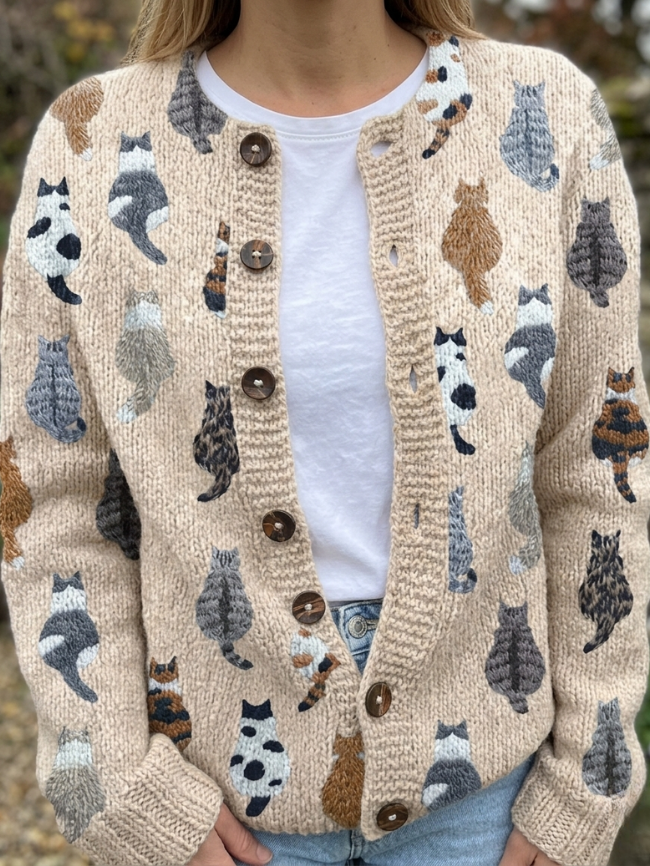 Carlota™ | Cárdigan con Estampado de Gatos