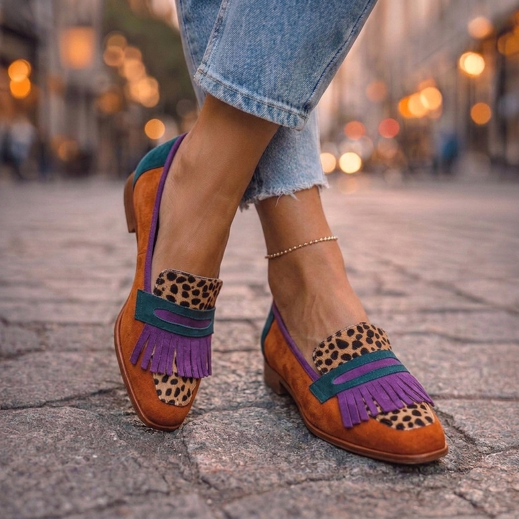 Blanca™ | Mocasines Punta Cuadrada con Flecos