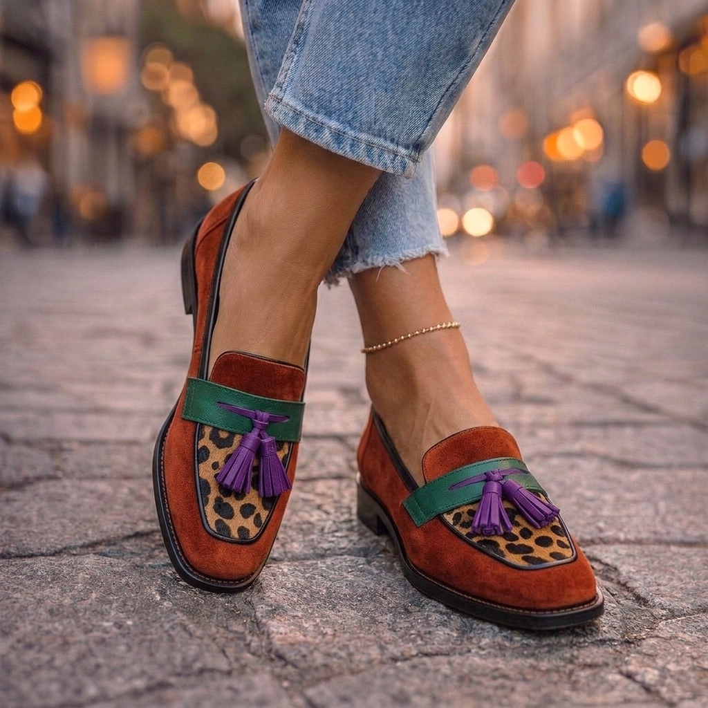 Noelia™ | Mocasines Punta Cuadrada con Flecos