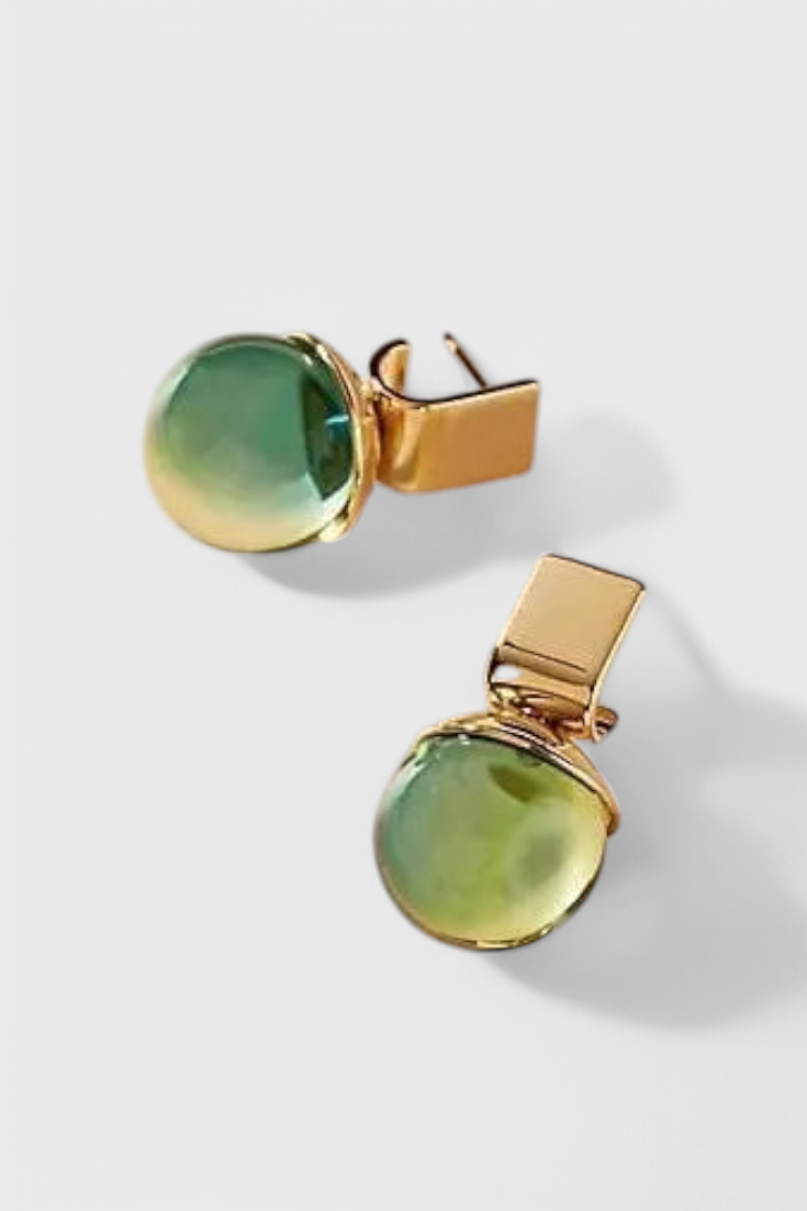 Pendientes Vintage con Cristales Verdes en Oro