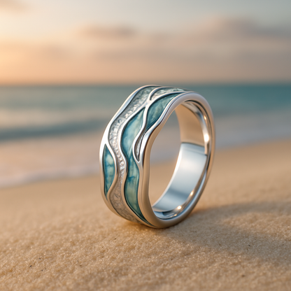 Regina™ | Anillo de Olas con Turquesa