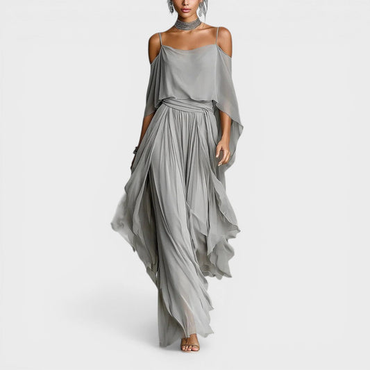 Adrienne | Vestido elegante de chiffon con abertura
