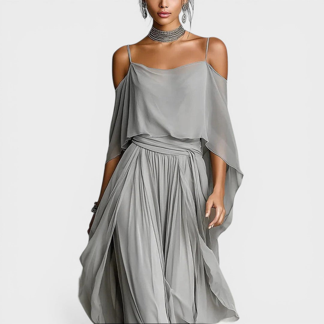 Adrienne | Vestido elegante de chiffon con abertura