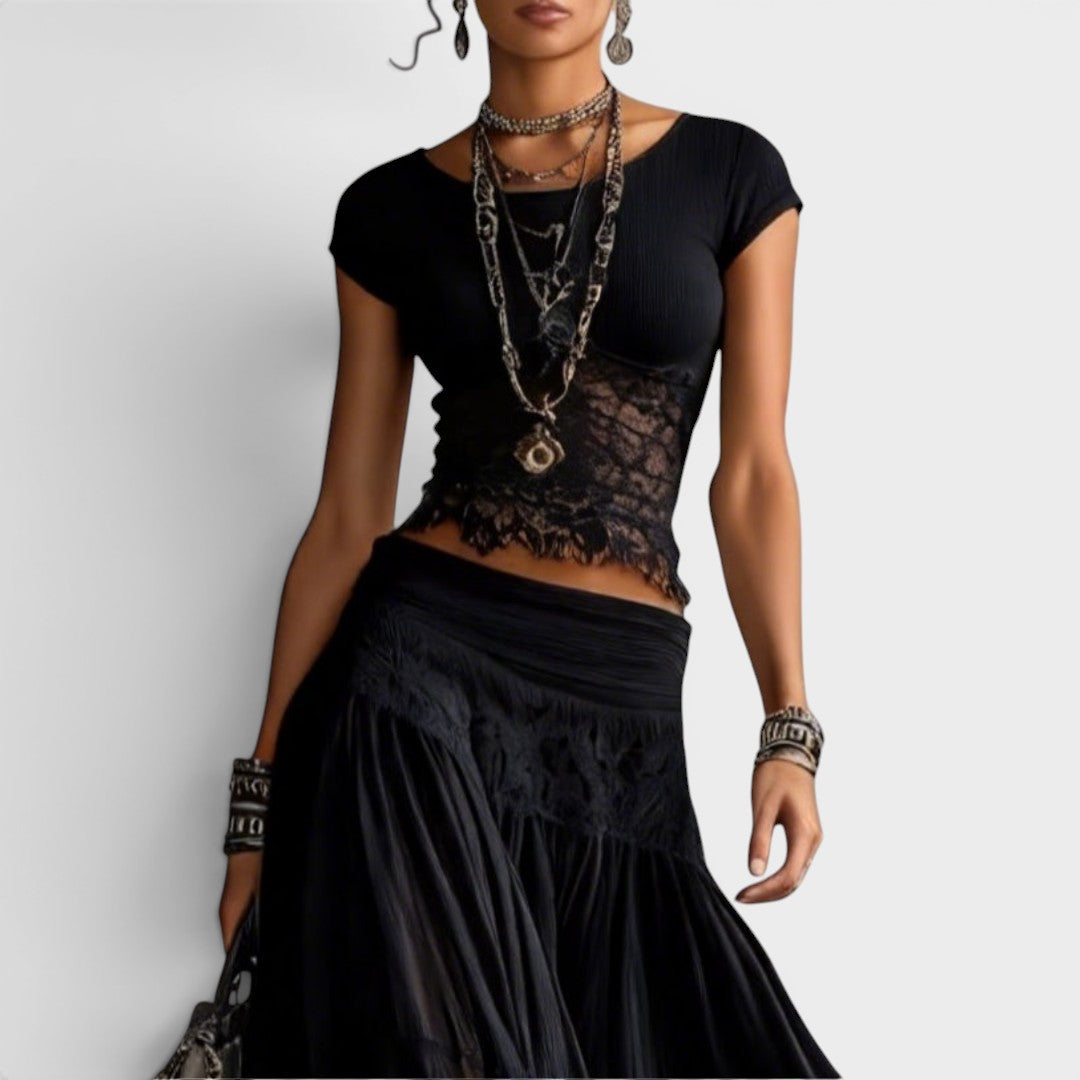 Rosina | Conjunto Completo con Falda Maxi Plisada