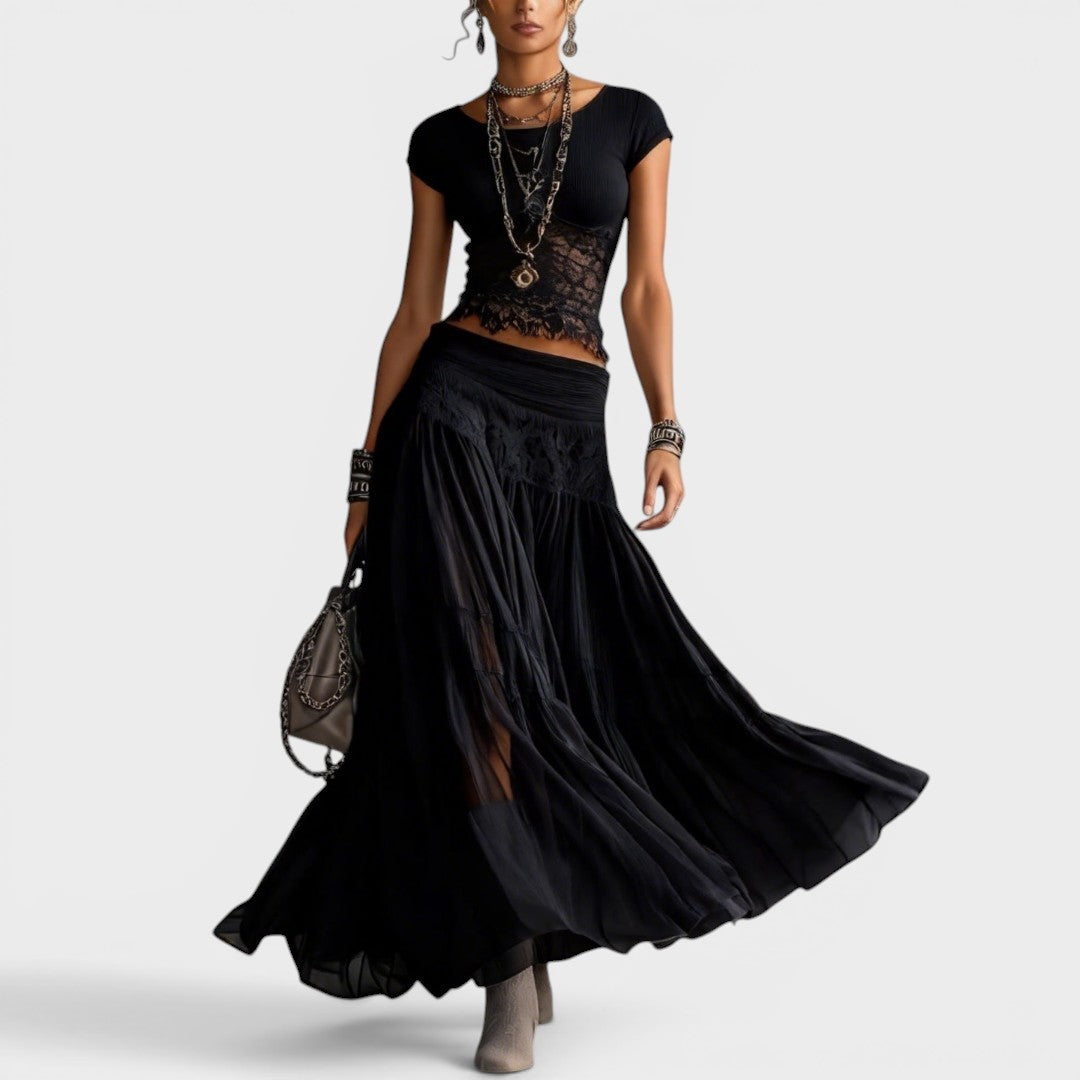 Rosina | Conjunto Completo con Falda Maxi Plisada
