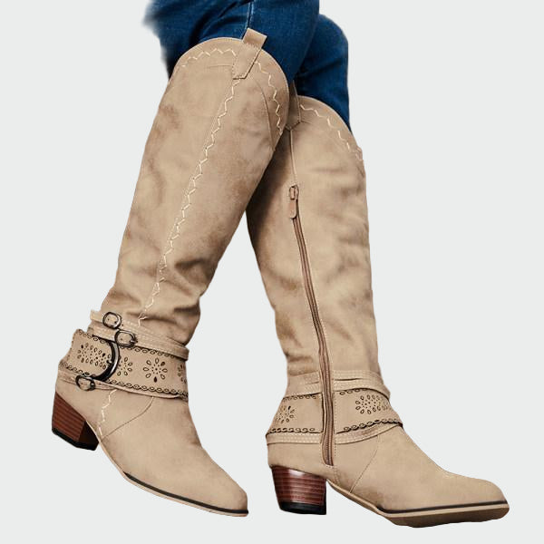 Botas de cowboy retro de piel