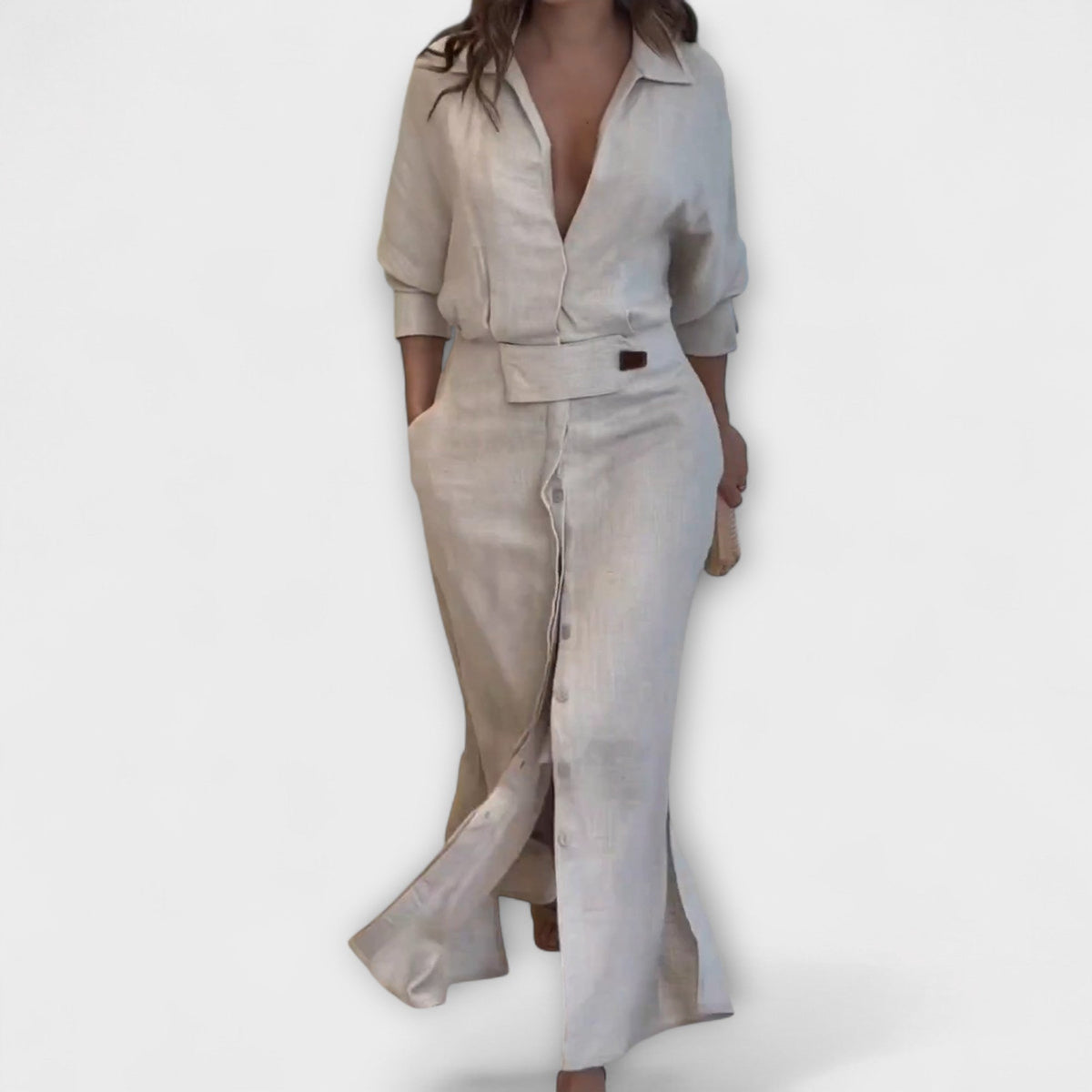 Jeannette - Vestido maxi con escote en V