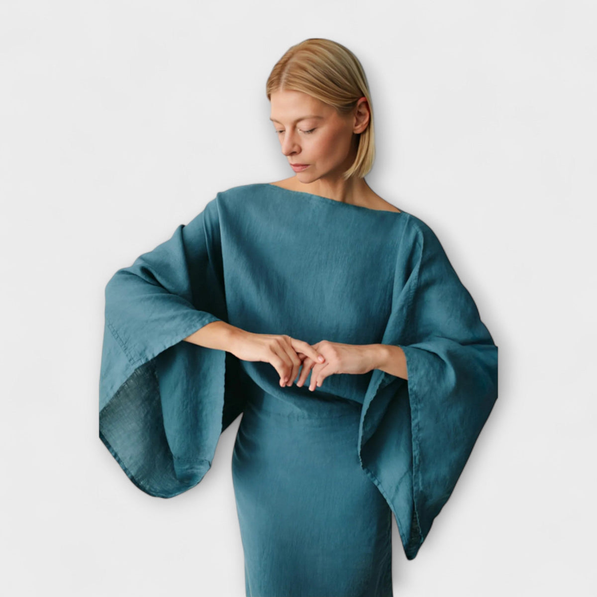 Dana - Vestido kimono de lino y algodón