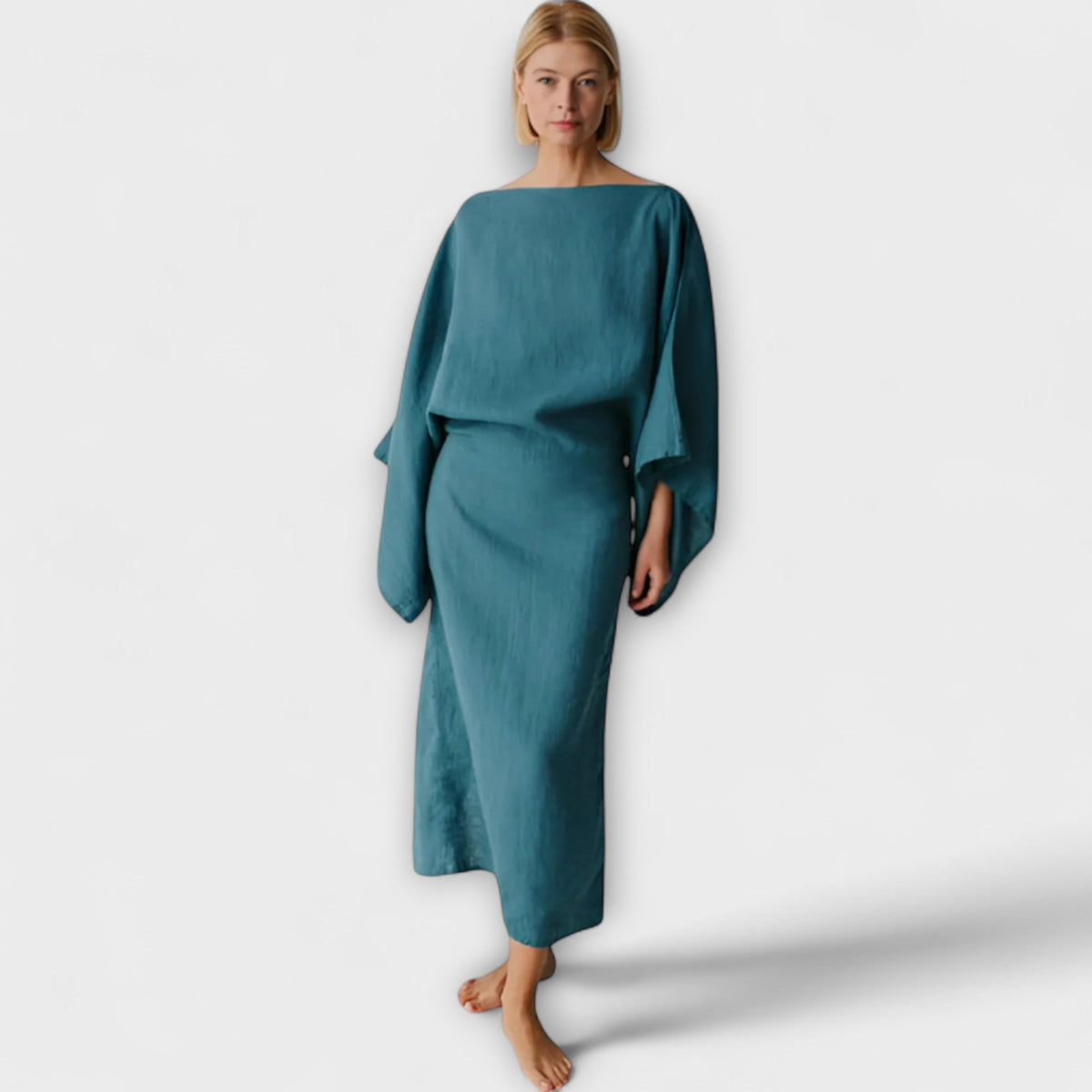 Dana - Vestido kimono de lino y algodón