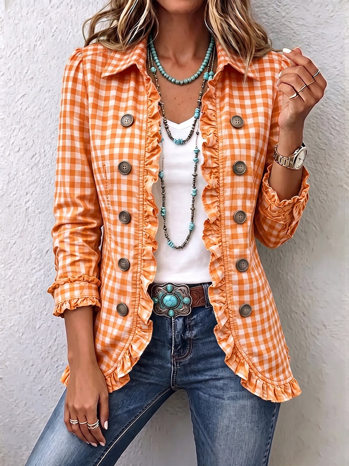 Julia™ | Chaqueta Vichy con Volantes