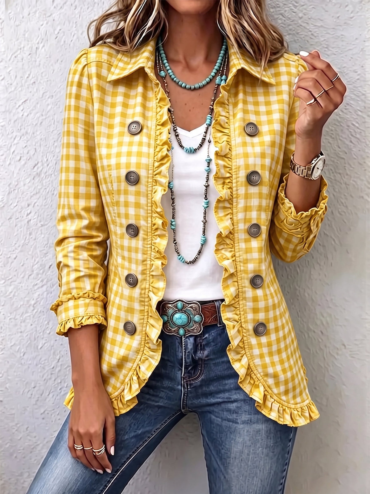 Julia™ | Chaqueta Vichy con Volantes