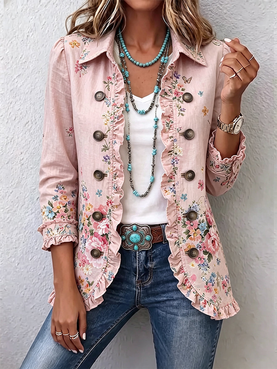 Adriana™ | Chaqueta Floral con Volantes