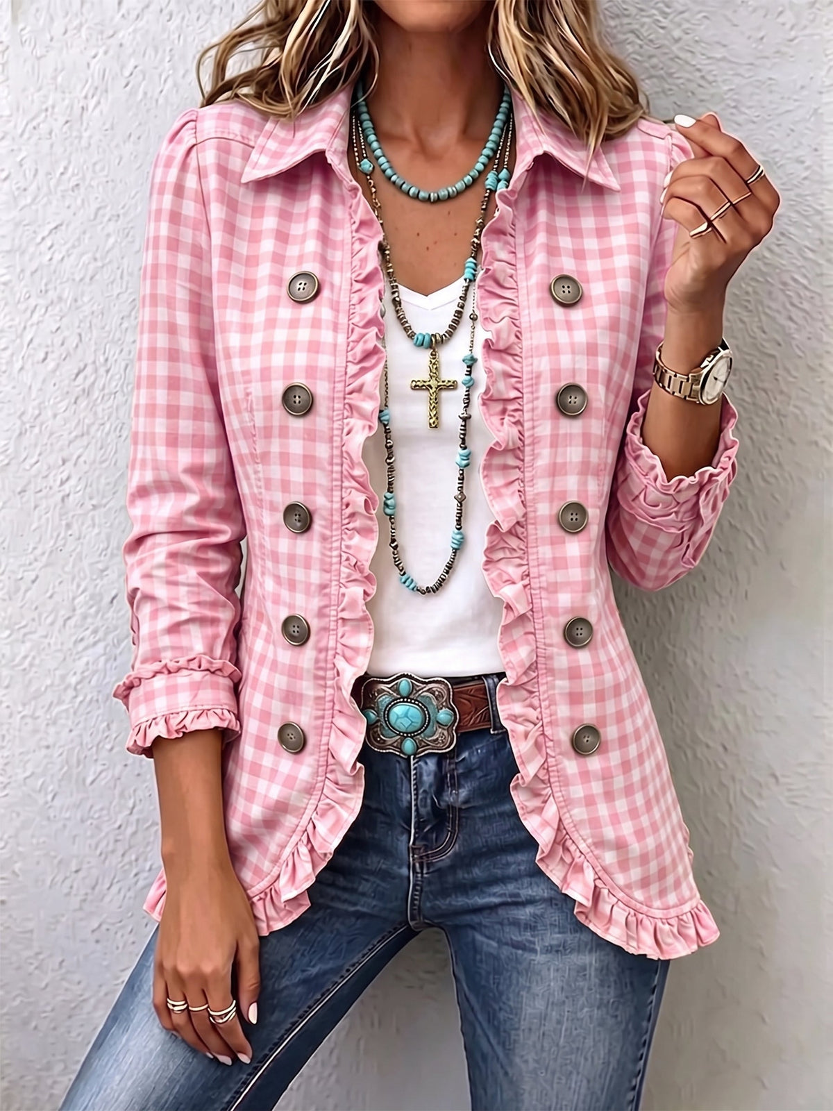 Julia™ | Chaqueta Vichy con Volantes