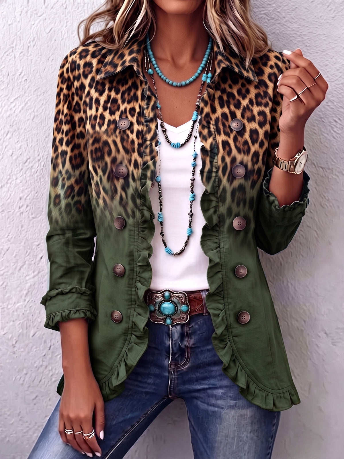 Alejandra™ | Blazer Leopardo Volantes