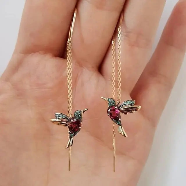 Amalia™ | Pendientes de Colibrí con Cristales