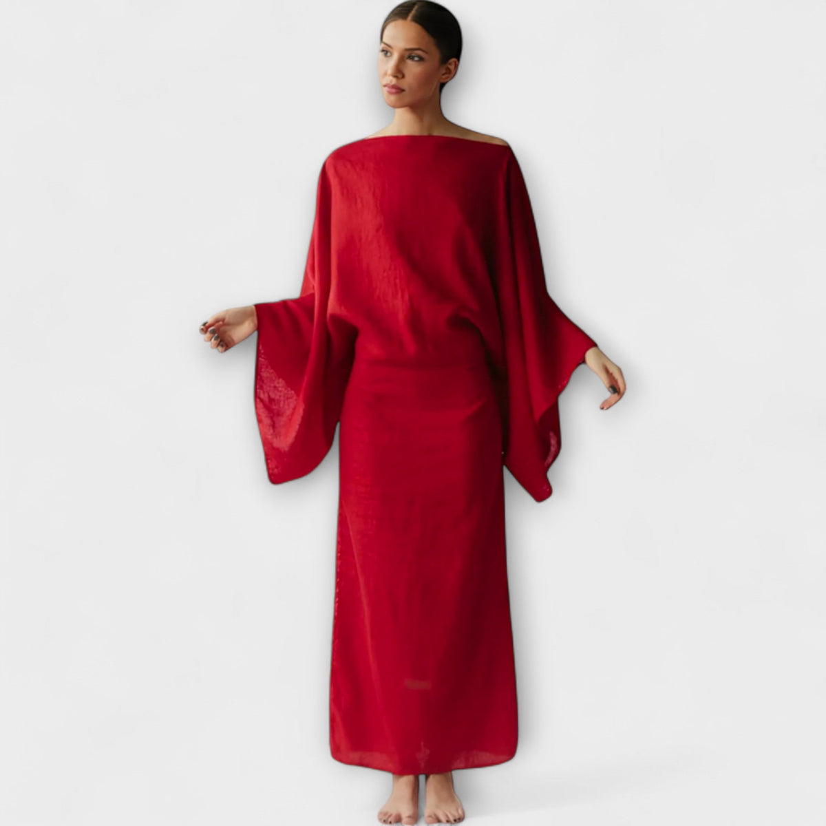 Dana - Vestido kimono de lino y algodón
